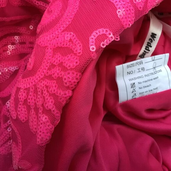 Bright Pink One Sleeve Formal Size 0 - Picture 4 of 5